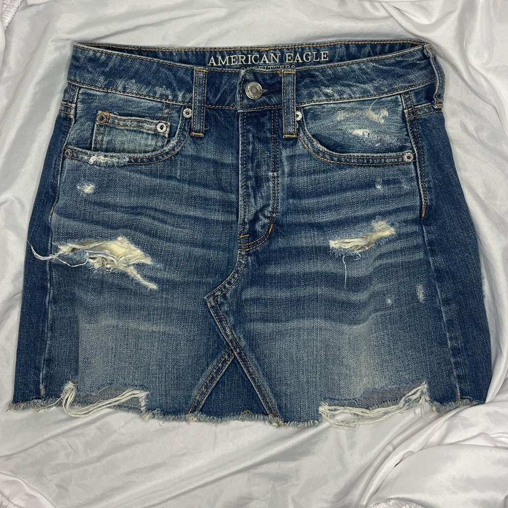 American Eagle Distressed Denim Mini Skirt – Size 0